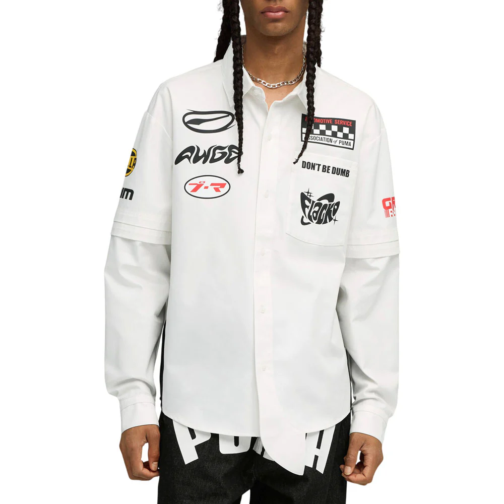 ASAP ROCKY X PUMA Layered Pit Graphic Collared Long Sleeve Button Up - Image 3