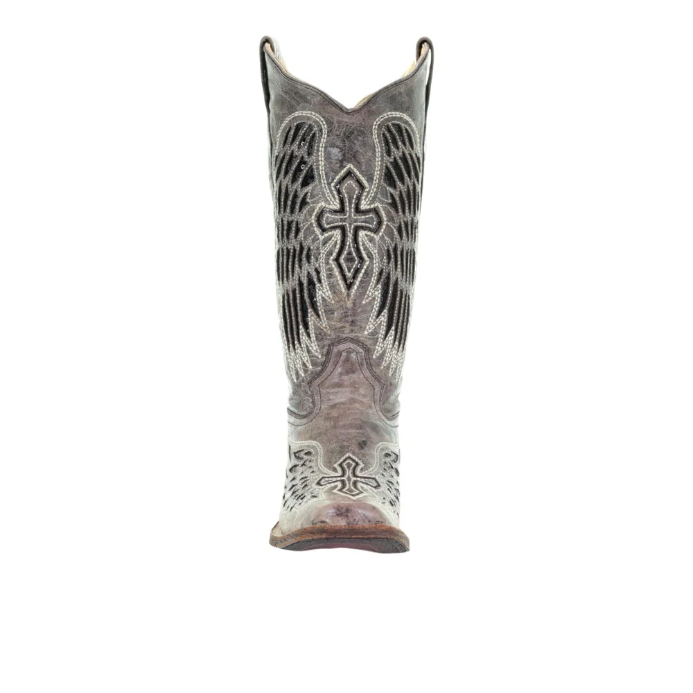 Wings Tooled-Inlay Pull On Square Toe Cowboy Boots - Image 5