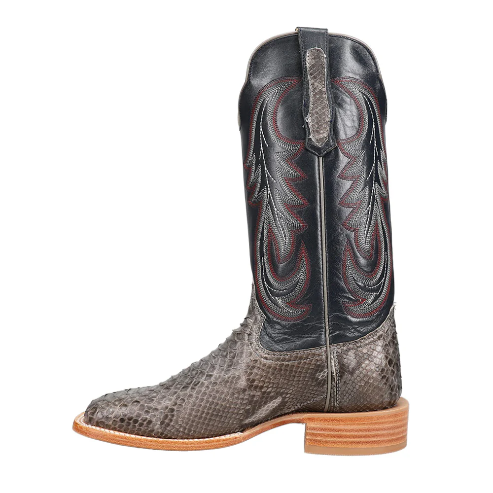 Back Cut Python Embroidered Square Toe Cowboy Boots - Image 3