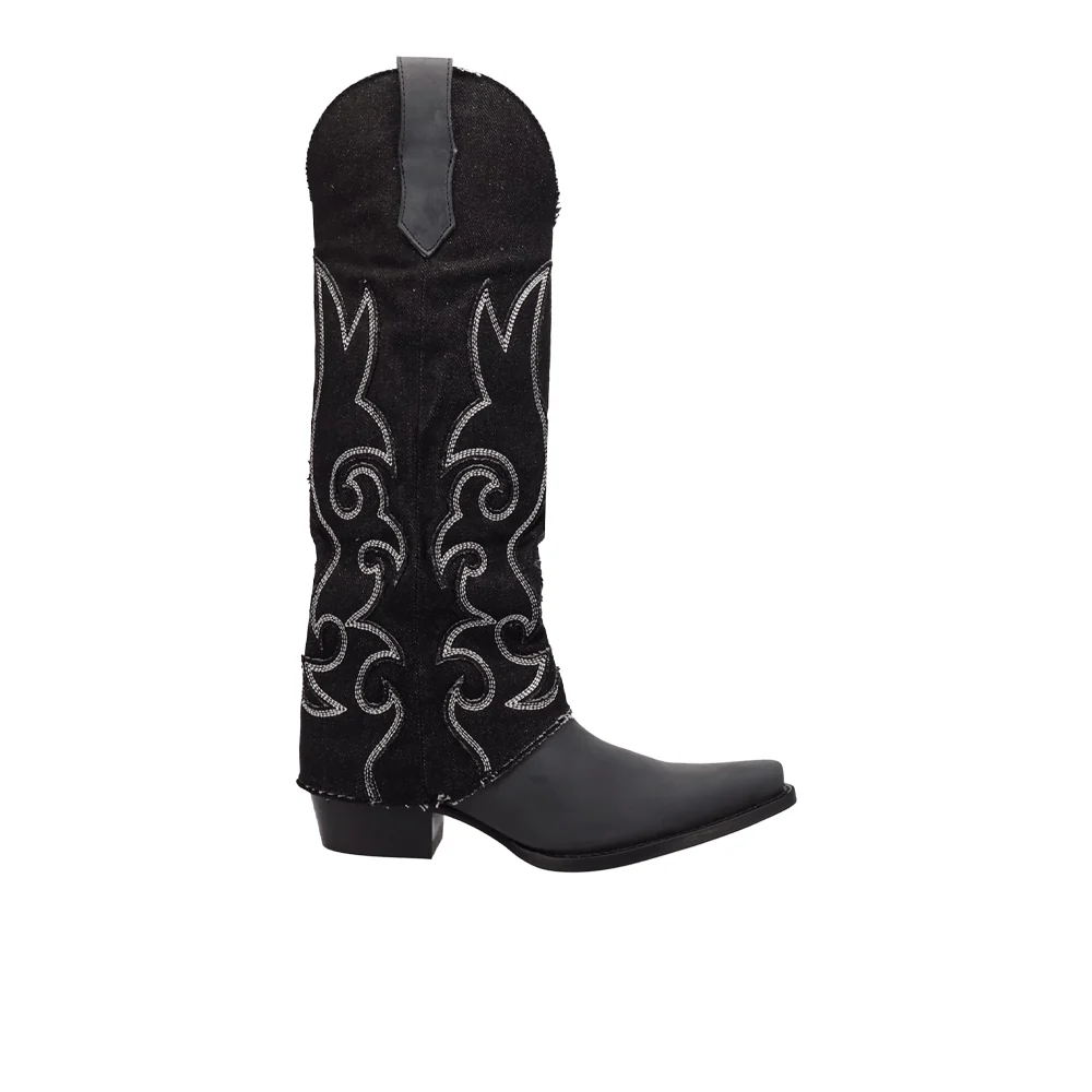 Blue Jean Baby Leather Snip Toe Pull On Boots