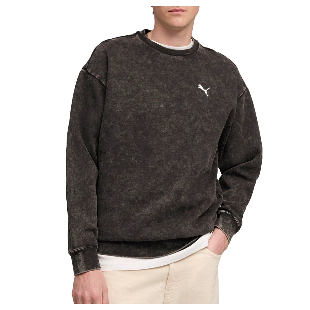 Elevated Essentials Acid Wash Crew Neck Fleece Sweatshirt - Image 3