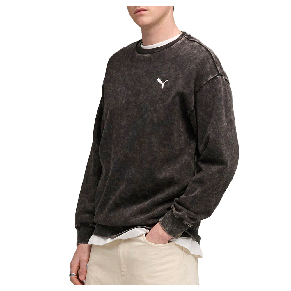 Elevated Essentials Acid Wash Crew Neck Fleece Sweatshirt - Image 5