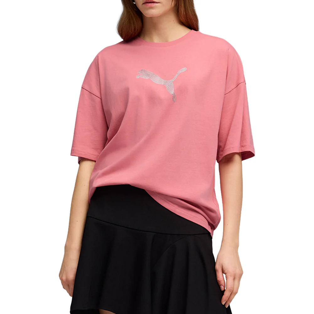 Essentials Graphics Leo Luxe Bedazzled Oversized Crew Neck Short Sleeve T-Shirt - Image 3