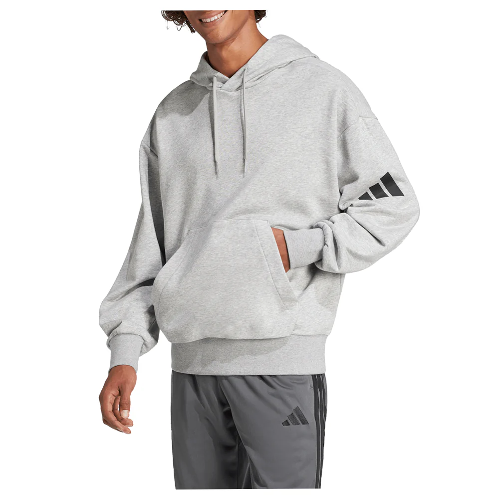 Essentials Loose-Fit 3 Bar Logo French Terry Pullover Hoodie - Image 2