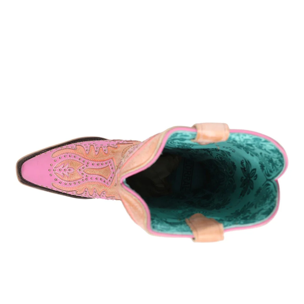 Glow In The Dark Embroidered Snip Toe Pull On Cowboy Boots - Image 4