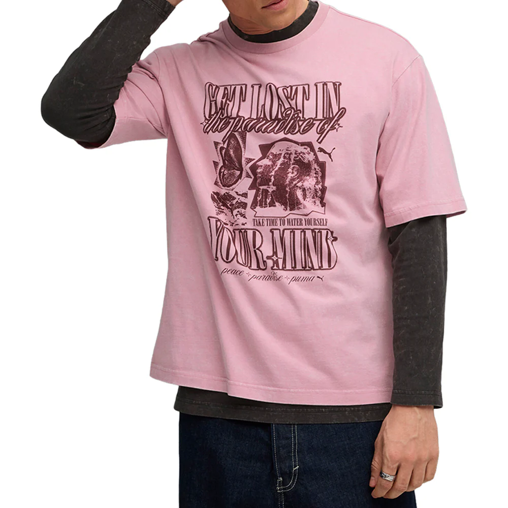 Graphic Paradise Mindset Washed Boxy Crew Neck Short Sleeve T-Shirt - Image 3