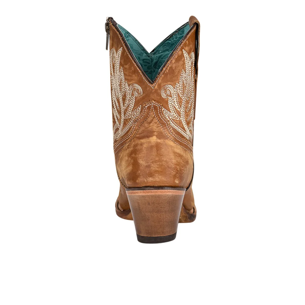 Golden Embroidered Snip Toe Pull On Cowboy Boots - Image 4