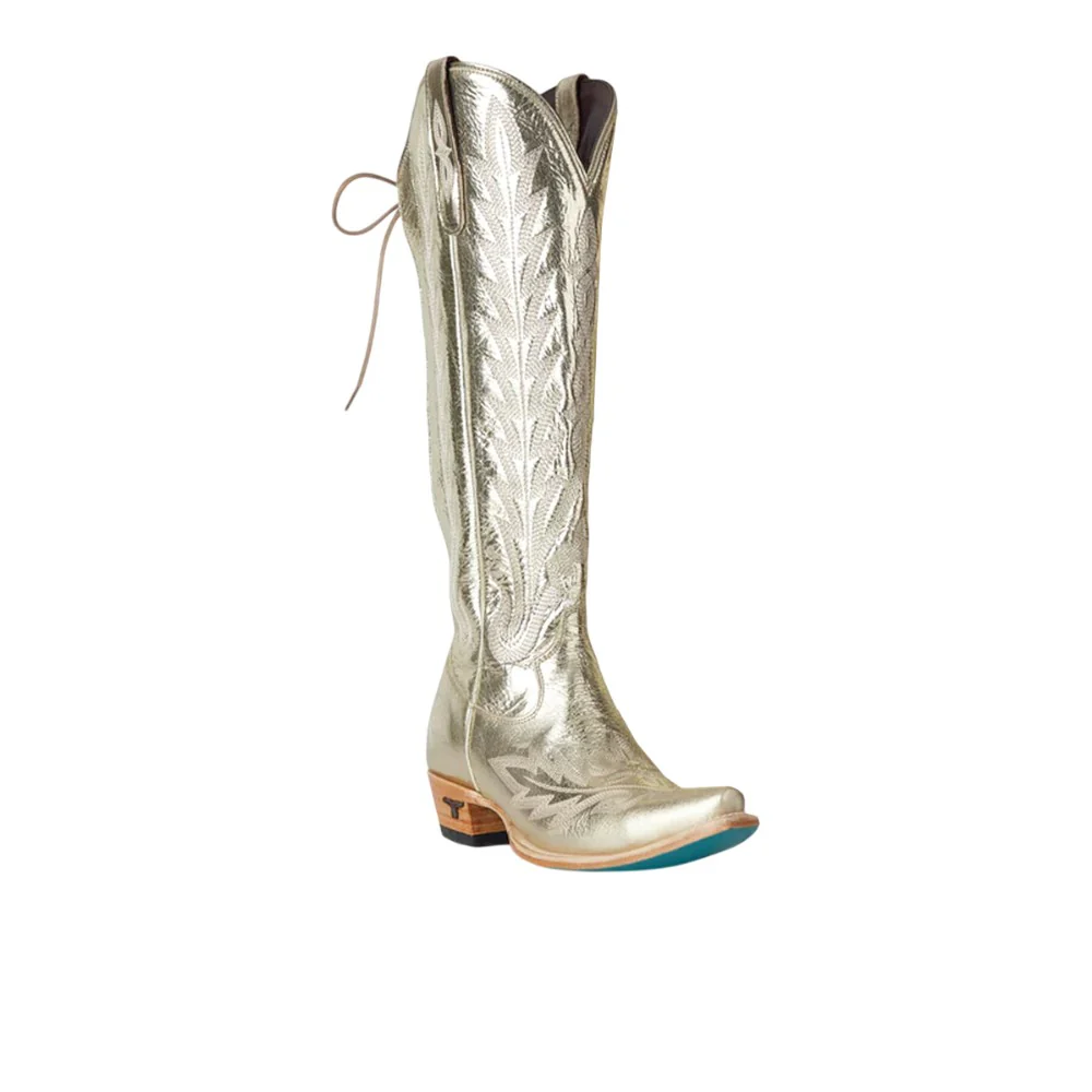 Lexington Knee High Embroidered Metallic Corset Cowboy Boot - Image 2