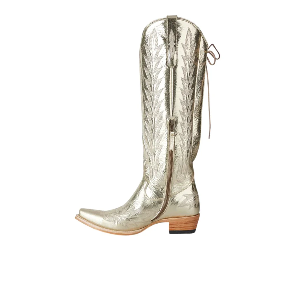 Lexington Knee High Embroidered Metallic Corset Cowboy Boot - Image 3