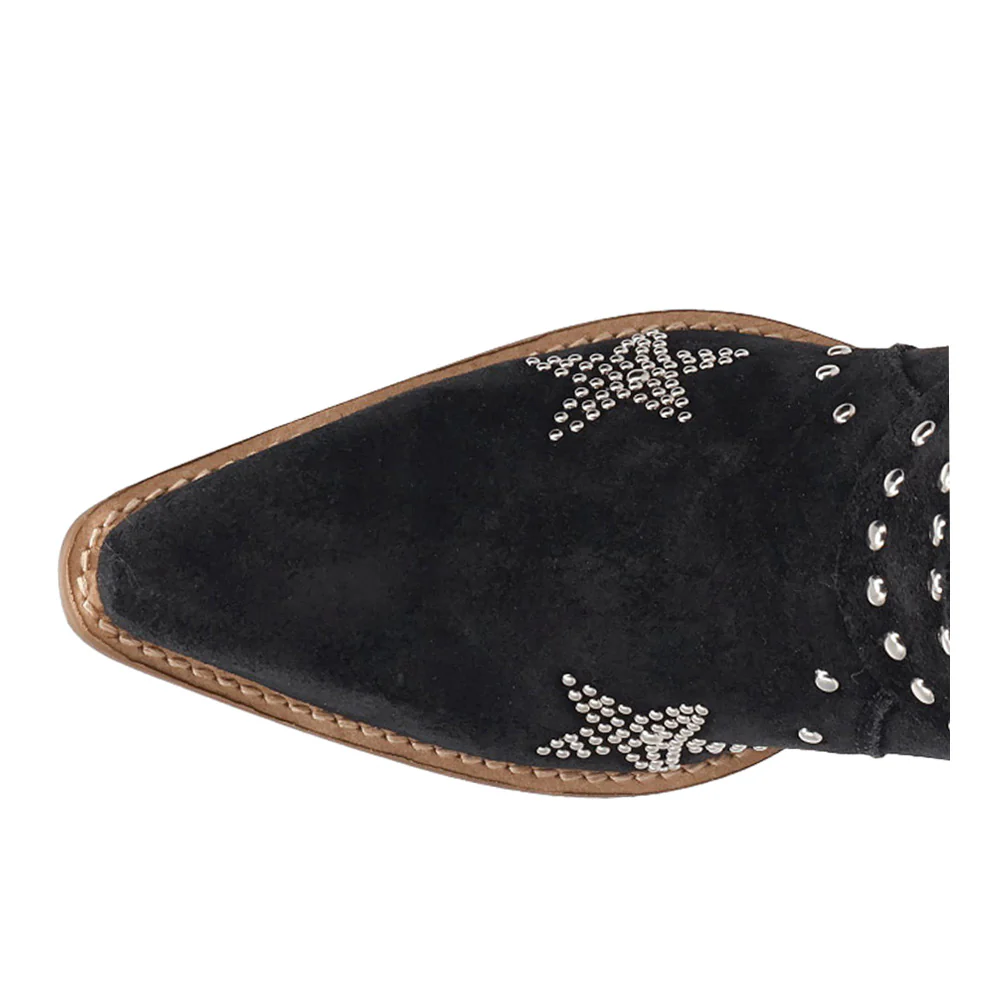 Lucky Stars Suede Leather Snip Toe Cowboy Boots - Image 4