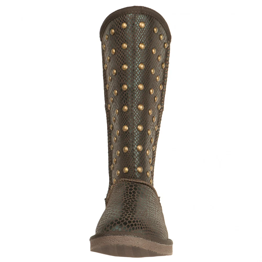 Kimi Snake Studded Round Toe Pull On Boots - Image 5