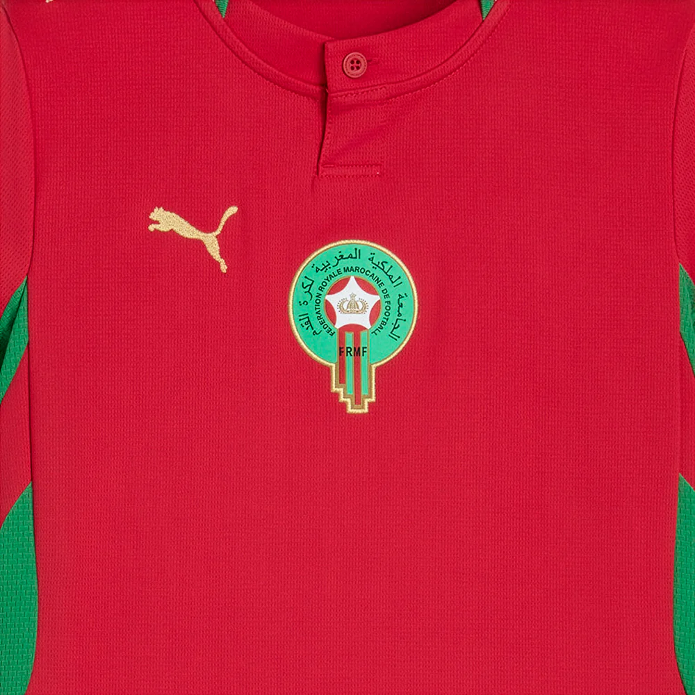 Morocco Home Henley Neck Short Sleeve Soccer Jersey (Youth) - Image 5
