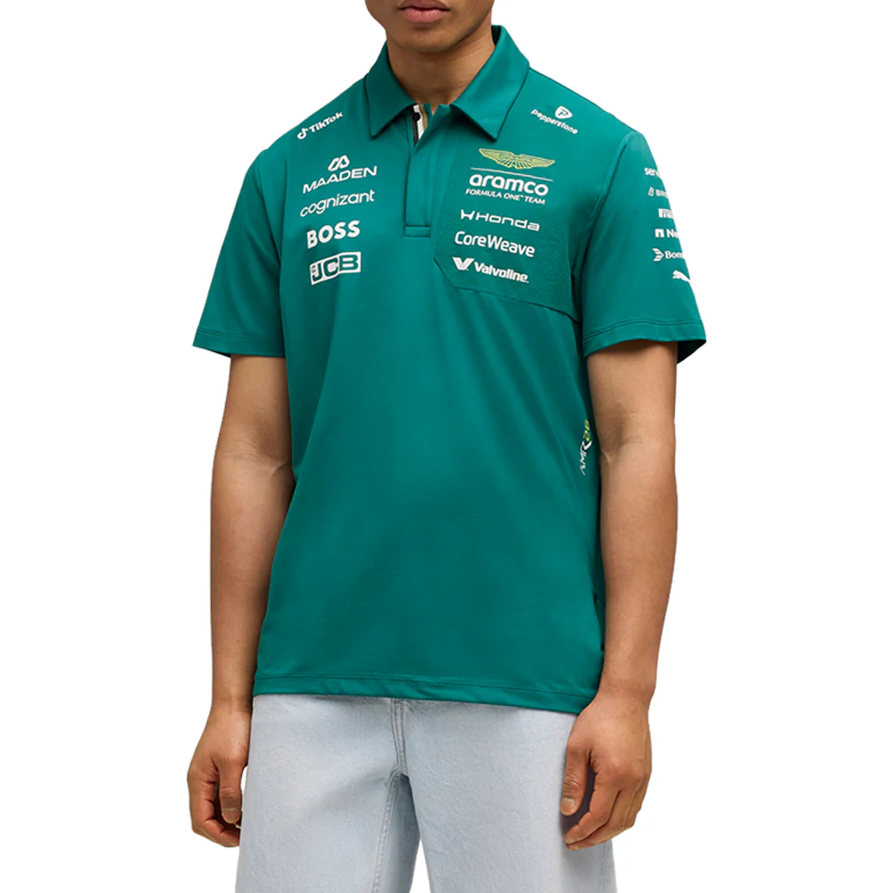 PUMA X ASTON MARTIN ARAMCO F1 X Replica Short Sleeve Polo Shirt - Image 3