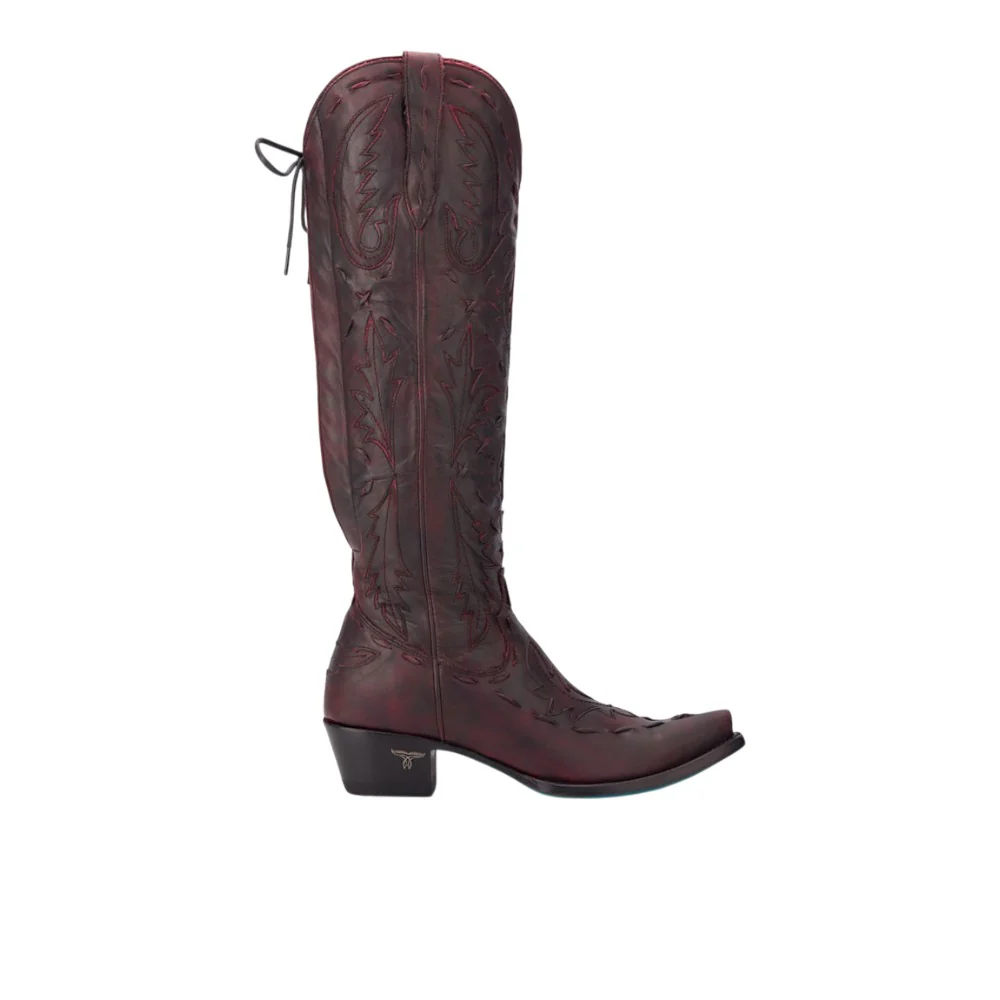 Reverie Knee High Corset Embroidered Tooled Inlay Snip Toe Cowboy Boot