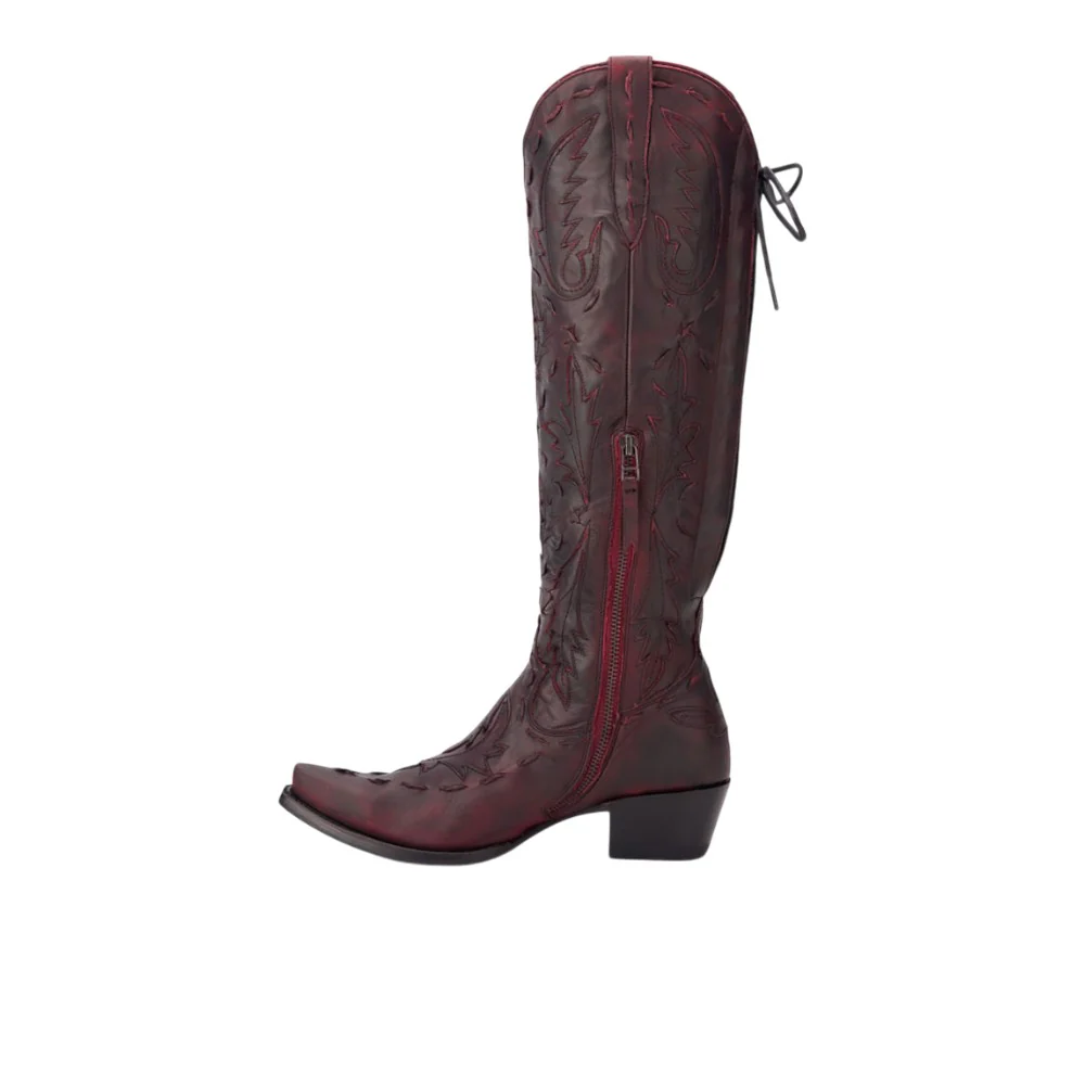 Reverie Knee High Corset Embroidered Tooled Inlay Snip Toe Cowboy Boot - Image 3