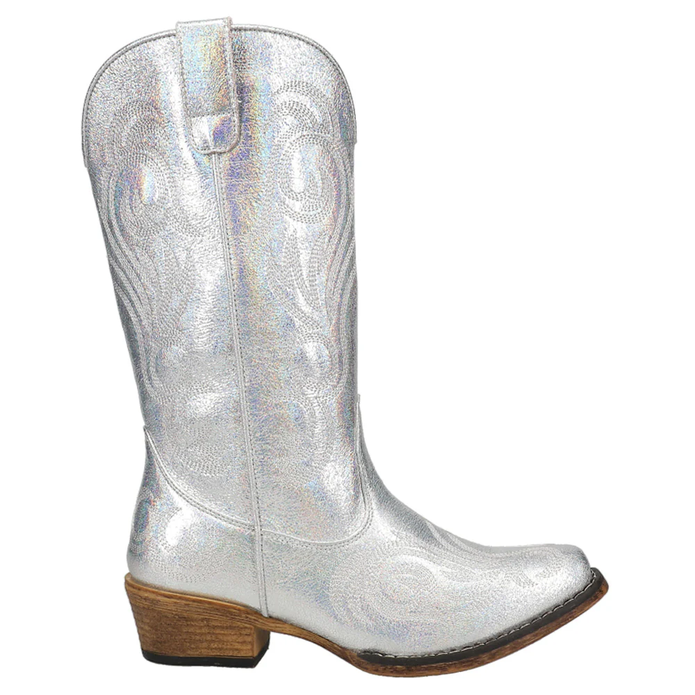 Riley Metallic Embroidered Snip Toe Cowboy Boots