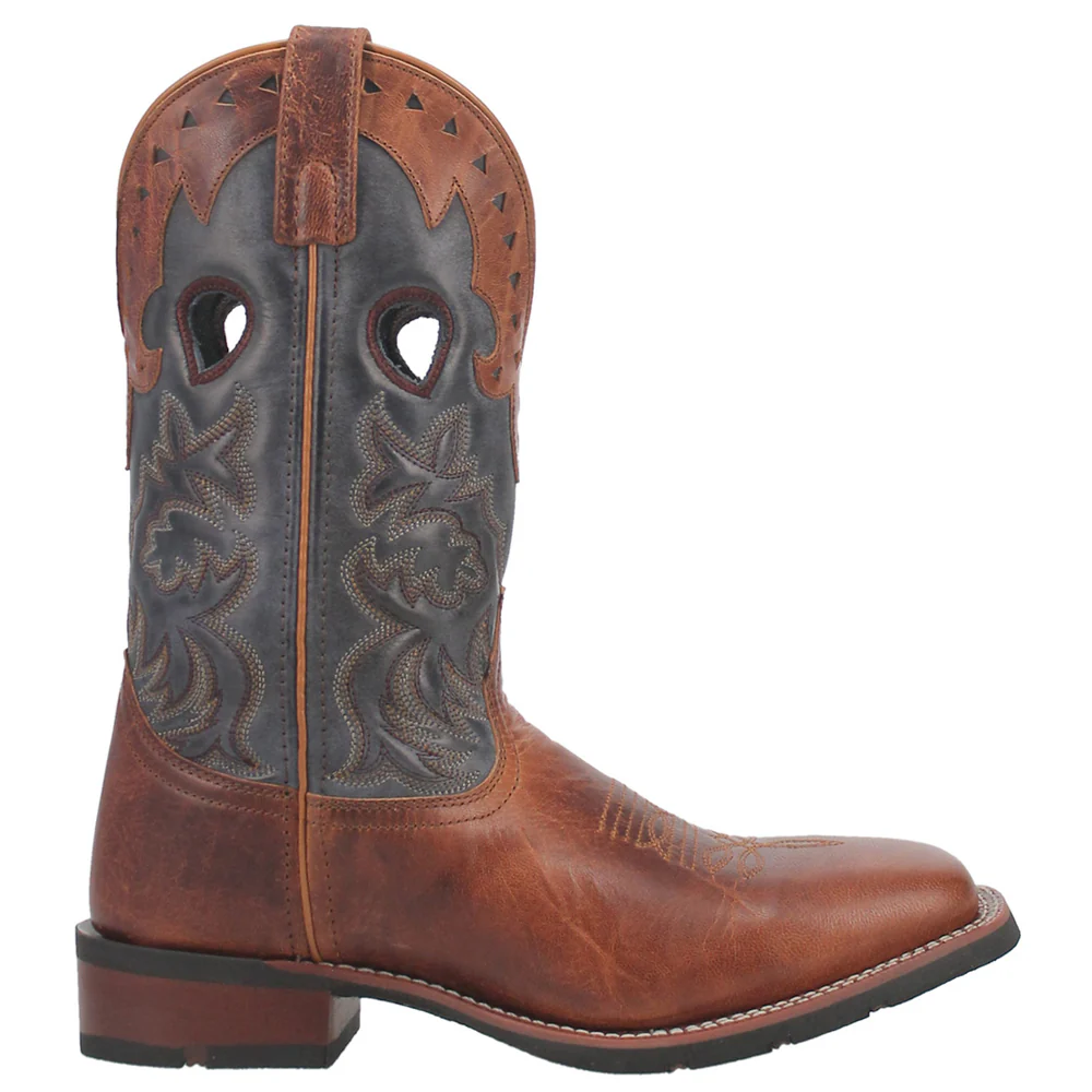 Ross Embroidered Square Toe Pull On Cowboy Boots