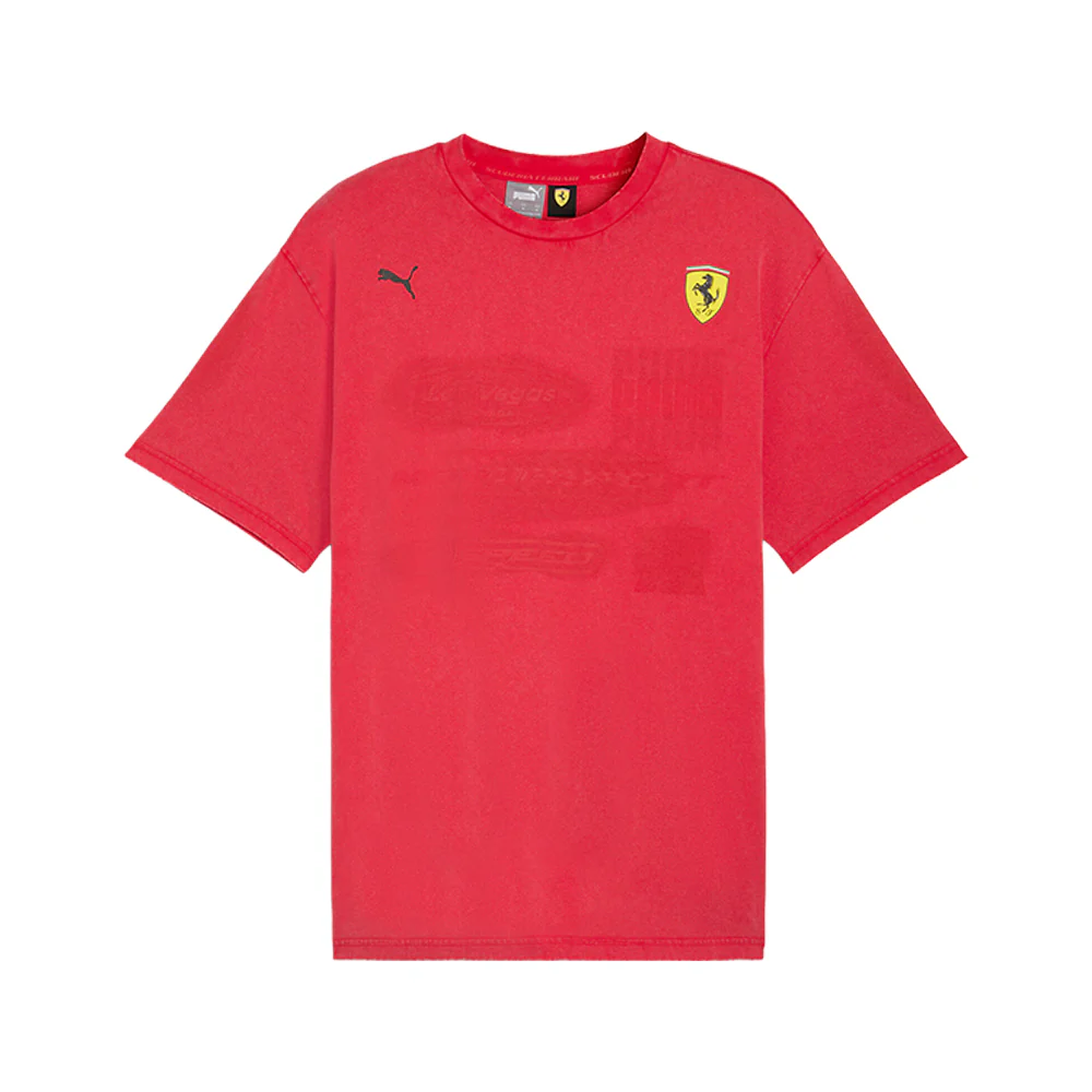 Scuderia Ferrari Race Desert Sun Las Vegas Graphic Crew Neck Short Sleeve T-Shirt