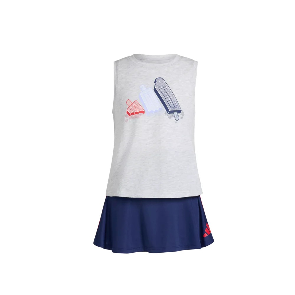 Two-Piece Waist Heather Tank & 3-Stripes Skort Set (Infant)